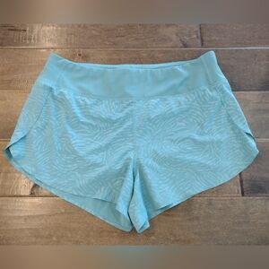 ATHLETA Women's Run With It mint aqua patterned 3.5" athletic shorts - L